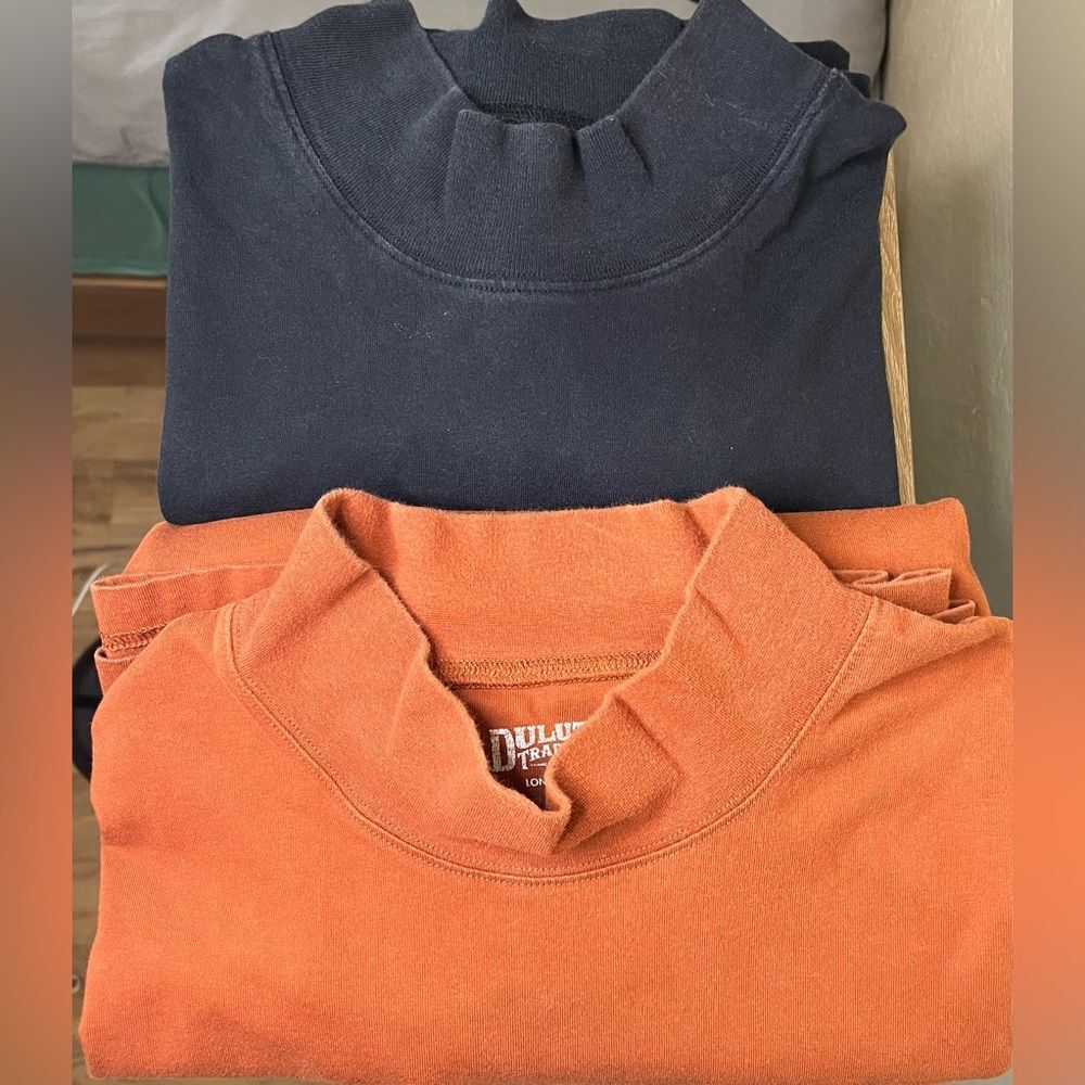 Duluth Mock Neck Long Sleeve Shirt Bundle XL Longtail Black Rust Burnt Orange